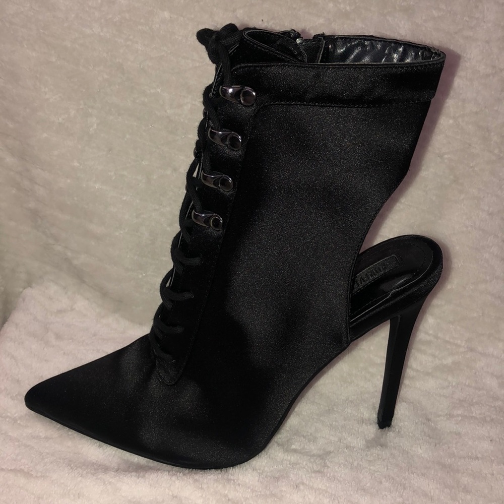 NEW Black satin booties